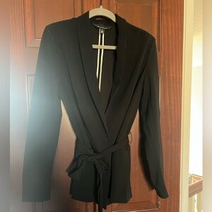 White House Black Market Black Wrap Blazer with Self Tie